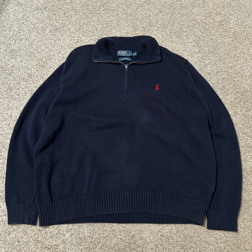 Polo by Ralph Lauren Blue Zip Up Sweater with Embroidered Logo